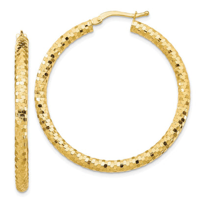 14K Gelbgold 3x38mm Diamantiert Creolen