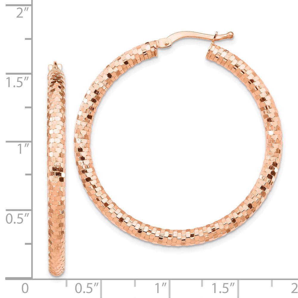 14K Roségold 3x38mm Diamantiert Creolen