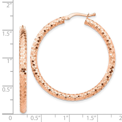 14K Roségold 3x38mm Diamantiert Creolen
