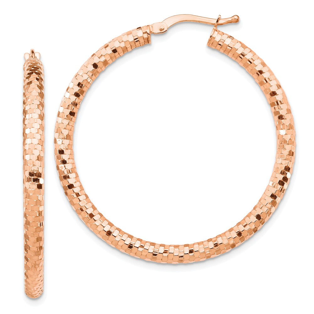 14K Roségold 3x38mm Diamantiert Creolen