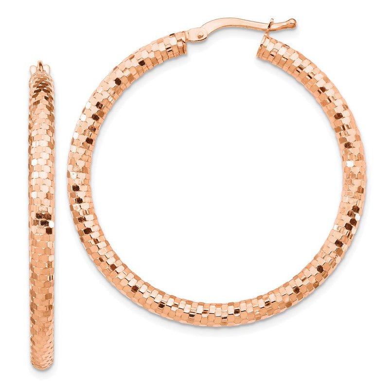 14K Roségold 3x38mm Diamantiert Creolen