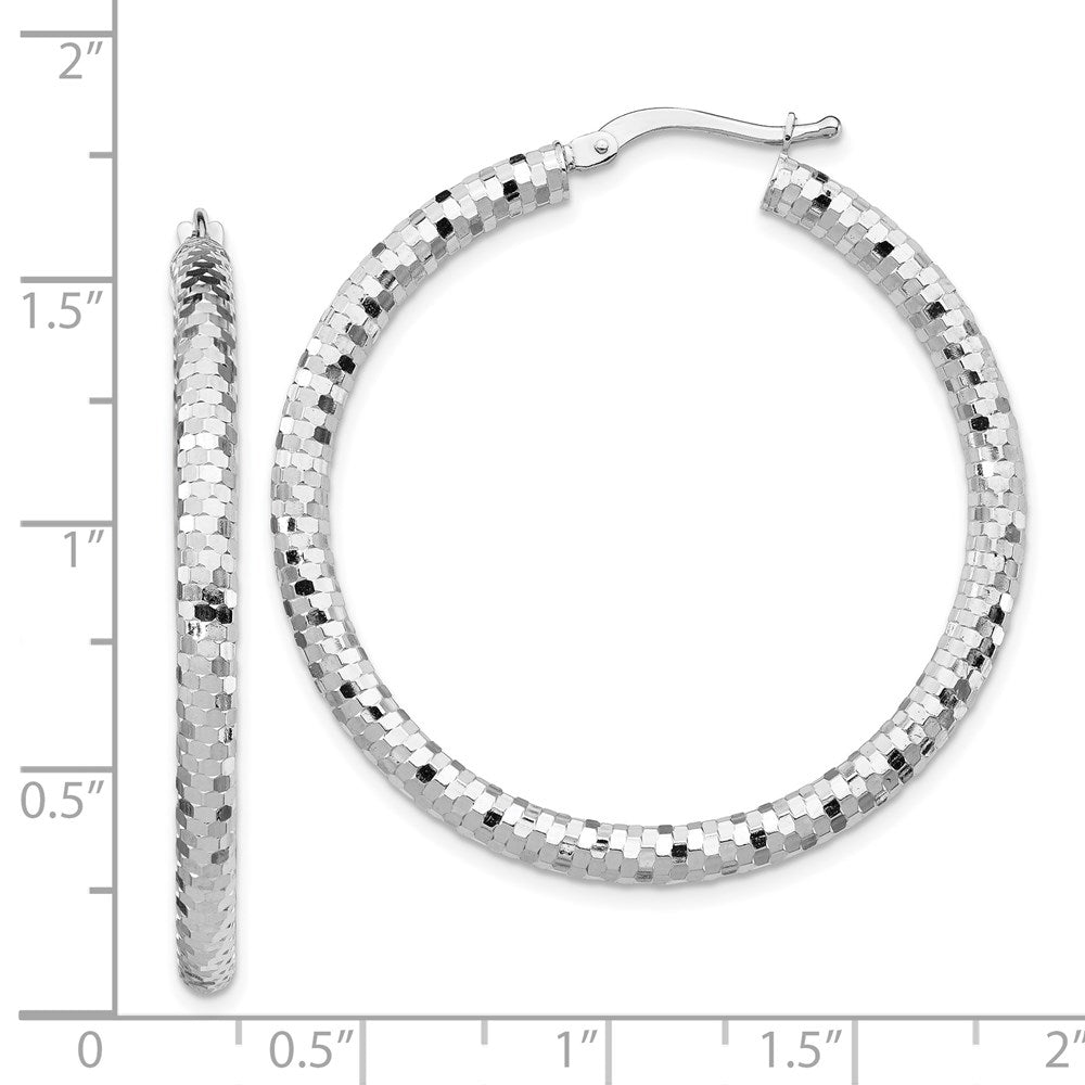 14K Weißgold 3x38mm Diamantiert Creolen