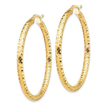 14K Gelbgold 3x35mm Diamantiert Creolen