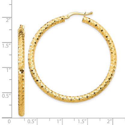 14K Gelbgold 3x35mm Diamantiert Creolen