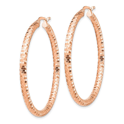 14K Roségold 3x35mm Diamantiert Creolen