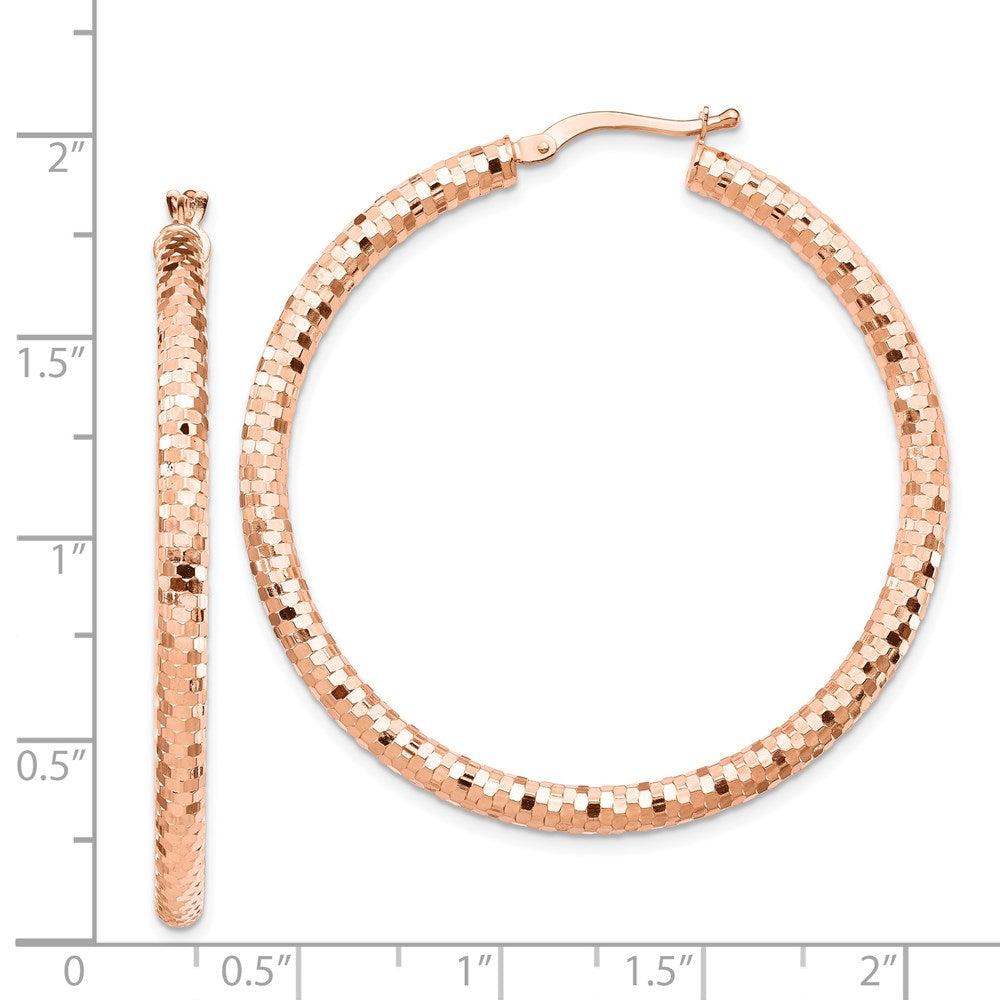 14K Roségold 3x35mm Diamantiert Creolen