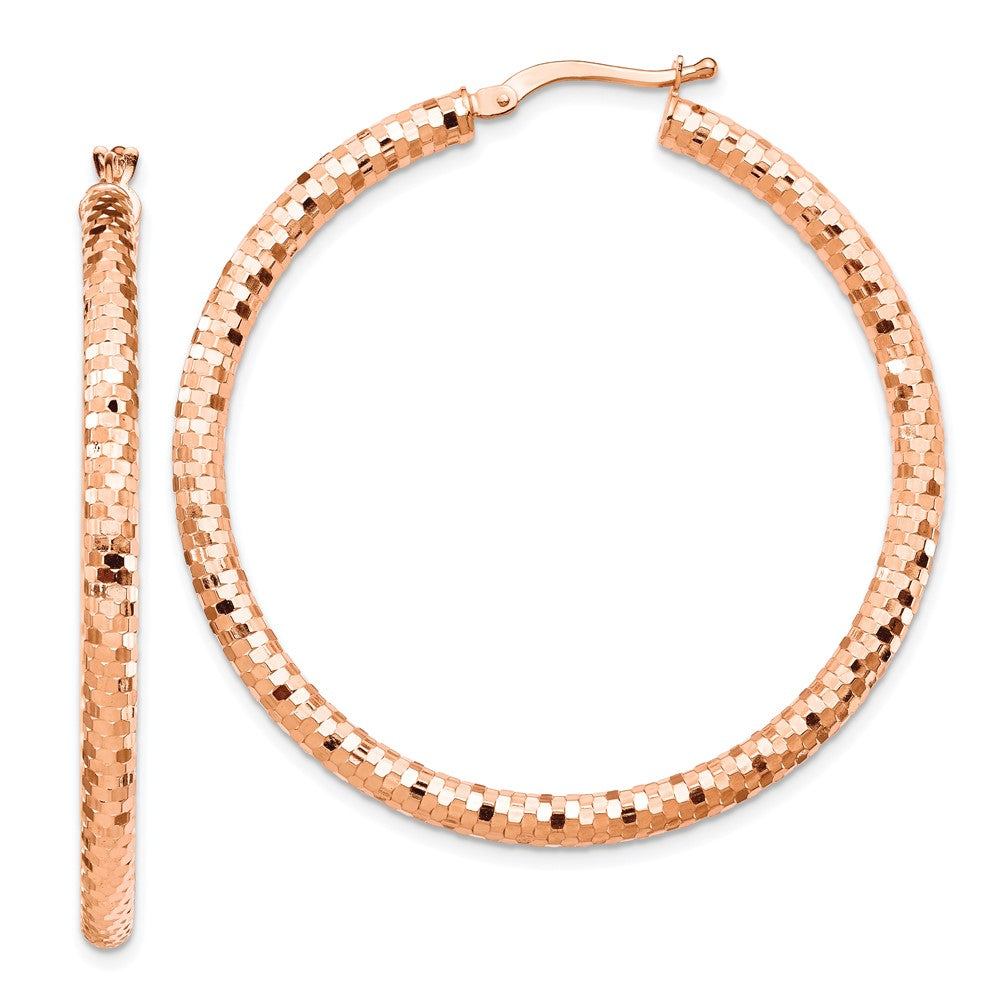 14K Roségold 3x35mm Diamantiert Creolen