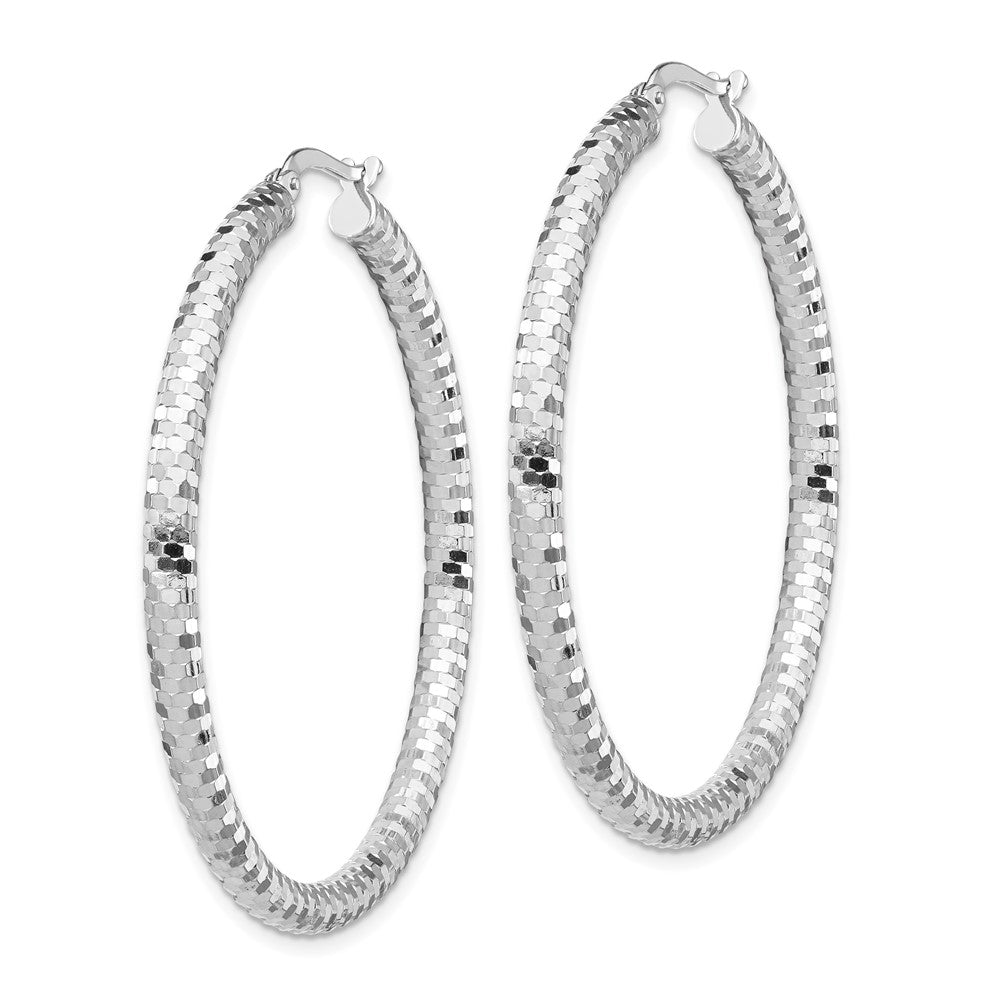 14K Weißgold 3x35mm Diamantiert Creolen