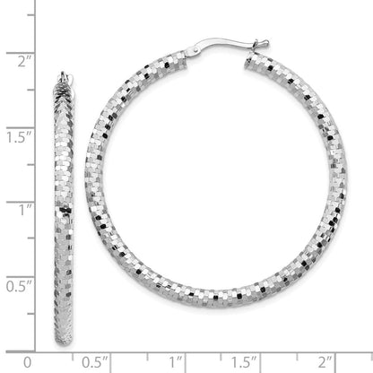 14K Weißgold 3x35mm Diamantiert Creolen