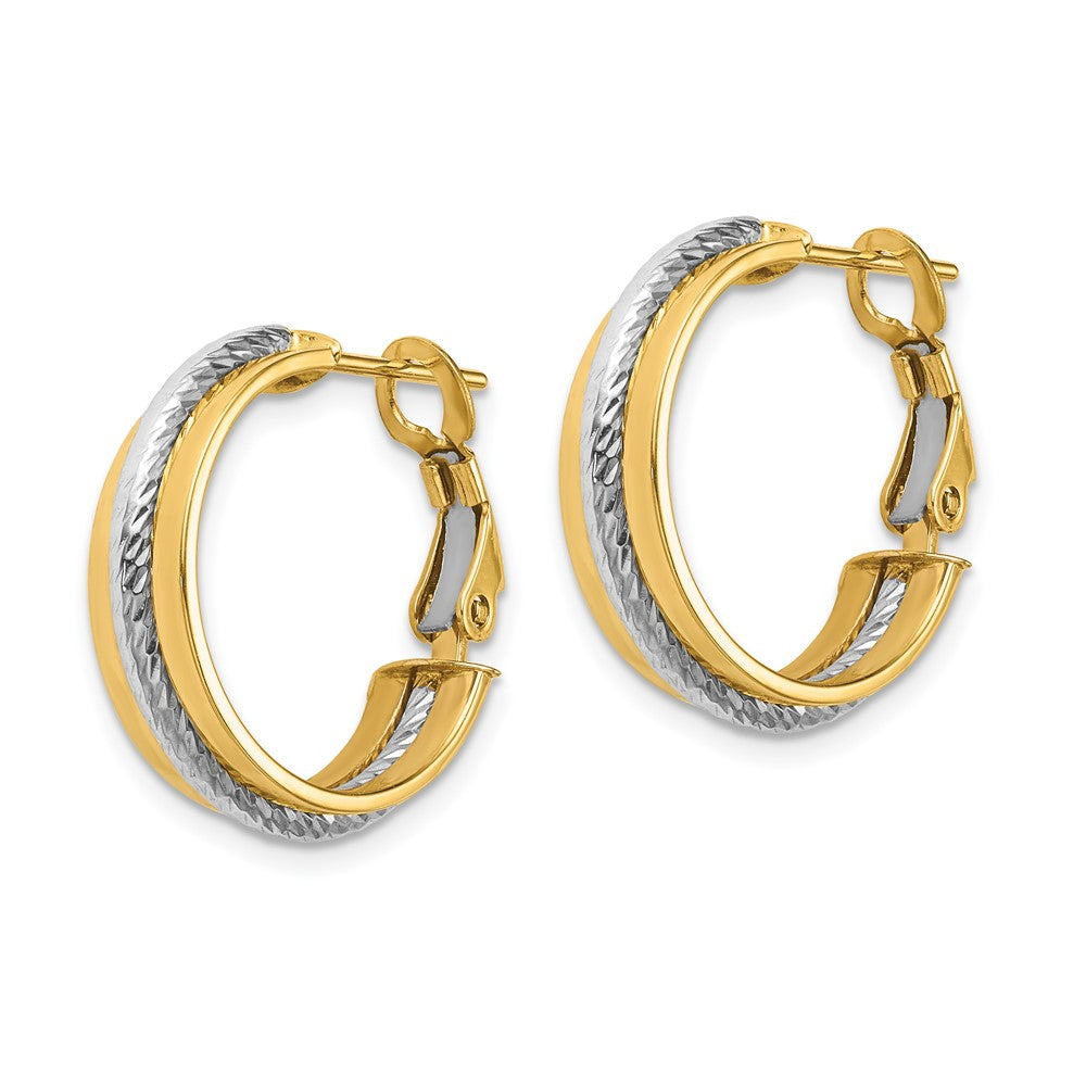 14K Bicolor Poliert Diamantiert Creolen