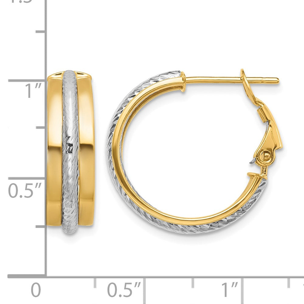 14K Bicolor Poliert Diamantiert Creolen