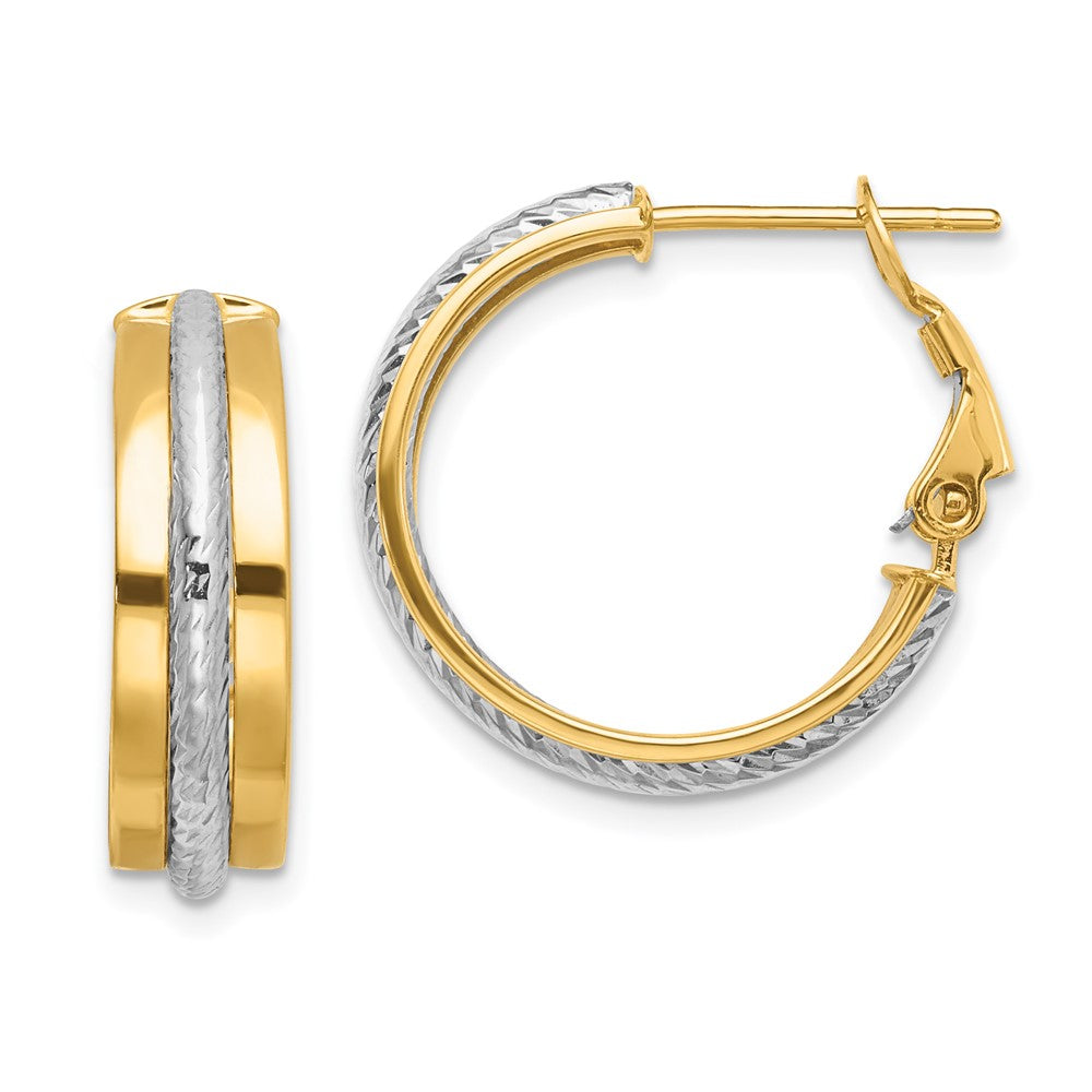 14K Bicolor Poliert Diamantiert Creolen