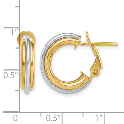 14K Bicolor 17mm Poliert Omega Rückseite Creolen