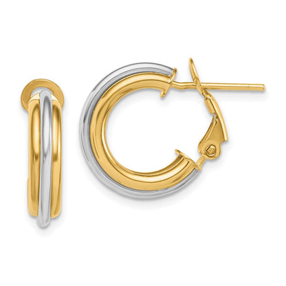 14K Bicolor 17mm Poliert Omega Rückseite Creolen