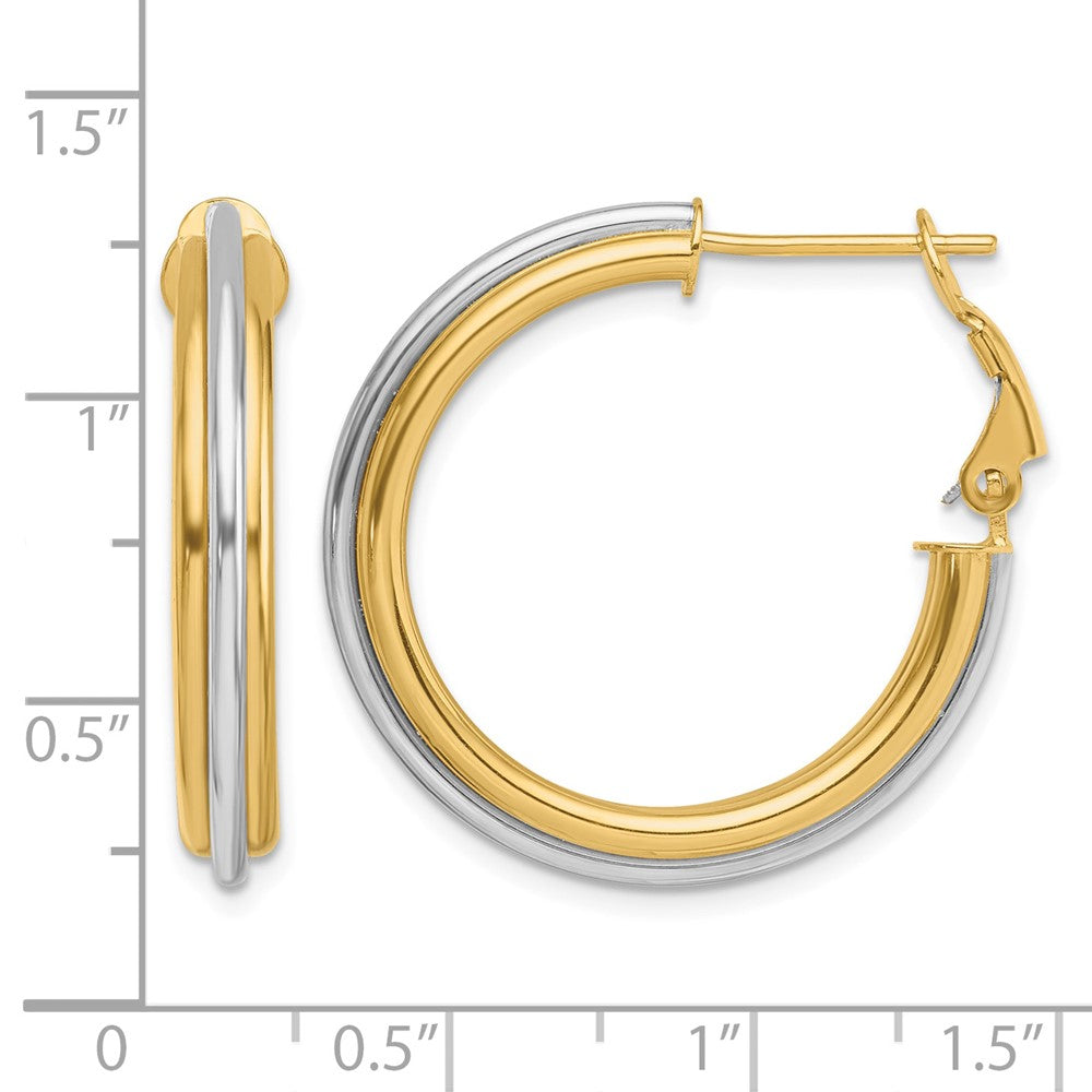 14K Bicolor 28mm Poliert Omega Rückseite Creolen