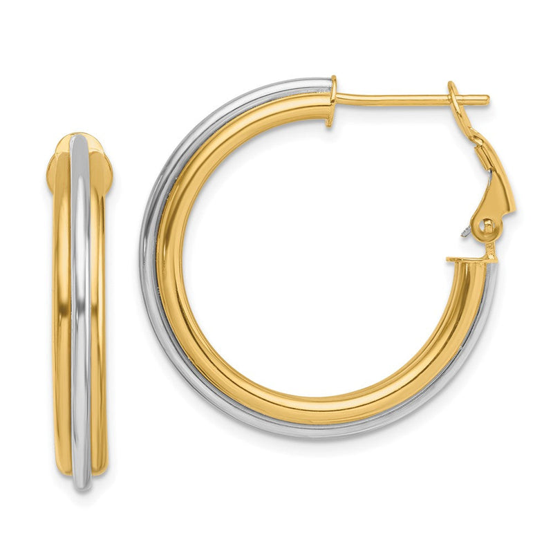 14K Bicolor 28mm Poliert Omega Rückseite Creolen