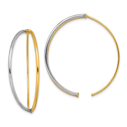 14K Gelb & Rhodium mit Rhodium Groß Hängend Durchzieher-Ohrringe