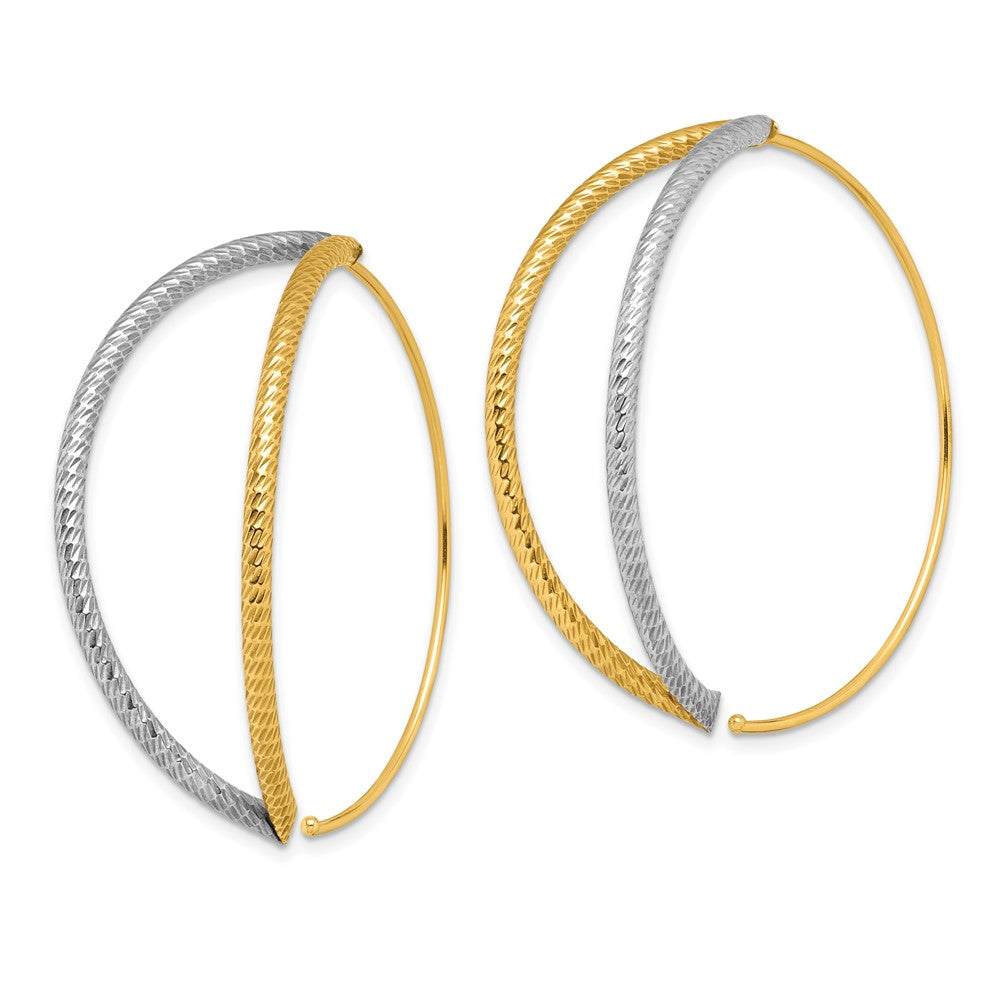 14K Gelb & Rhodium mit Rhodium Groß Diamantiert Hängend Durchzieher-Ohrringe