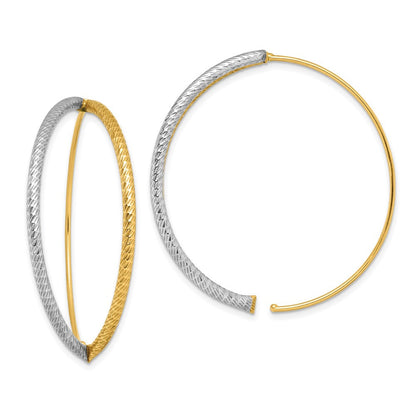 14K Gelb & Rhodium mit Rhodium Groß Diamantiert Hängend Durchzieher-Ohrringe