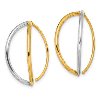 14K Gelb & Rhodium mit Rhodium Hängend Durchzieher-Ohrringe