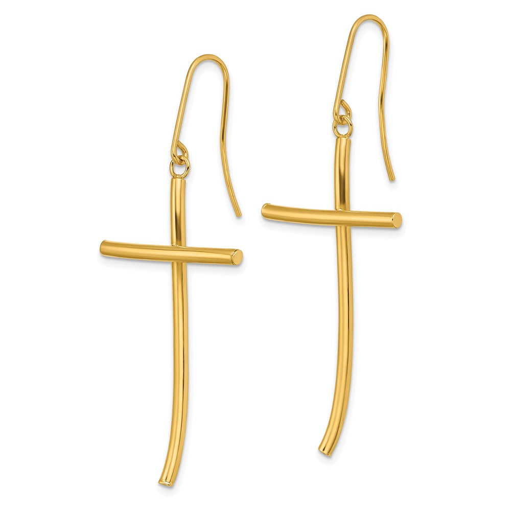 14K Gelbgold Poliert Kreuz Ohrhänger