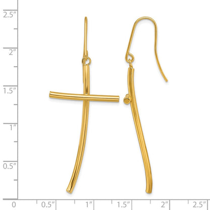 14K Gelbgold Poliert Kreuz Ohrhänger