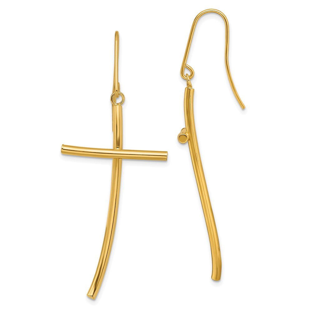 14K Gelbgold Poliert Kreuz Ohrhänger