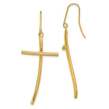 14K Gelbgold Poliert Kreuz Ohrhänger