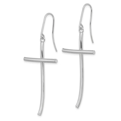 14K Weißgold Poliert Kreuz Ohrhänger