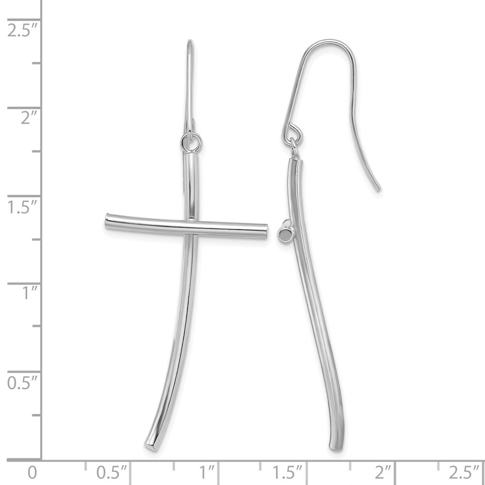 14K Weißgold Poliert Kreuz Ohrhänger