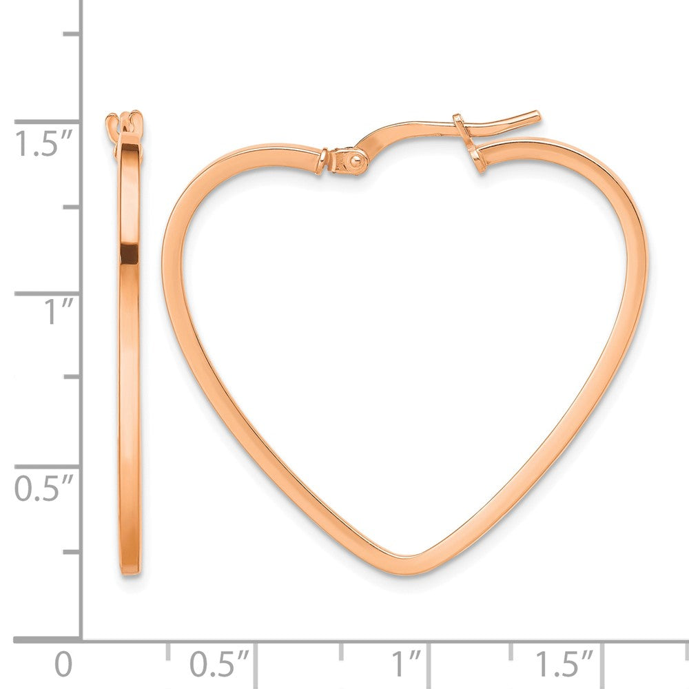 14K Roségold Poliert Herz Creolen