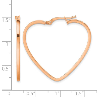 14K Roségold Poliert Herz Creolen