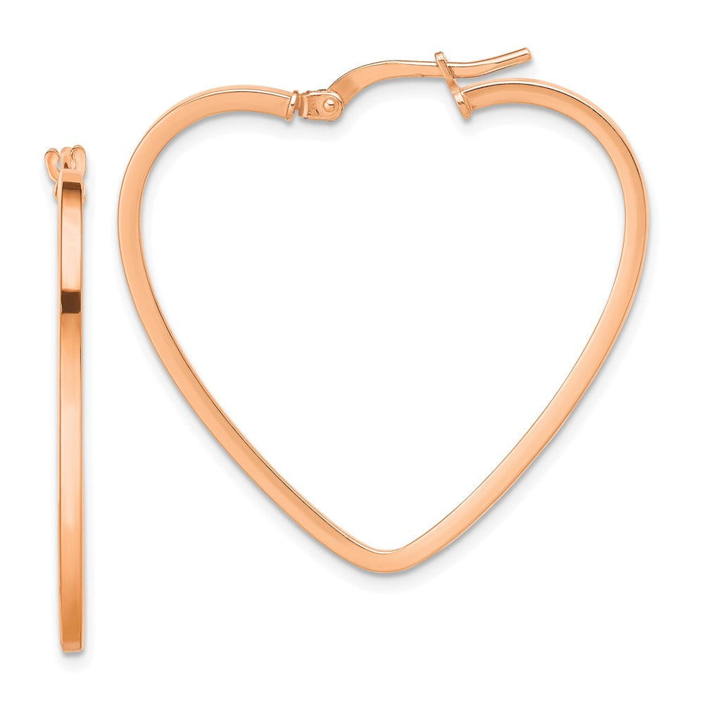 14K Roségold Poliert Herz Creolen