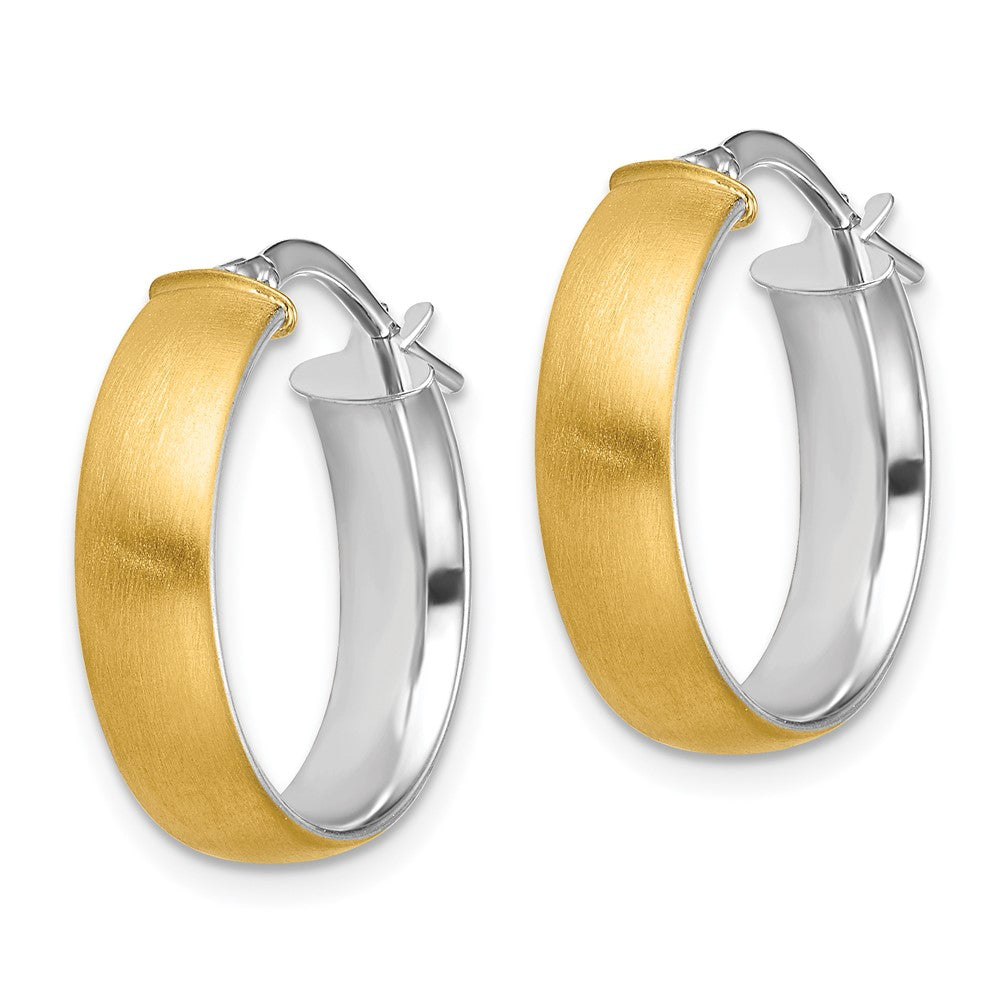 14K Gelb & Rhodium mit Weiß Klein 5mm Poliert Satiniert Creolen
