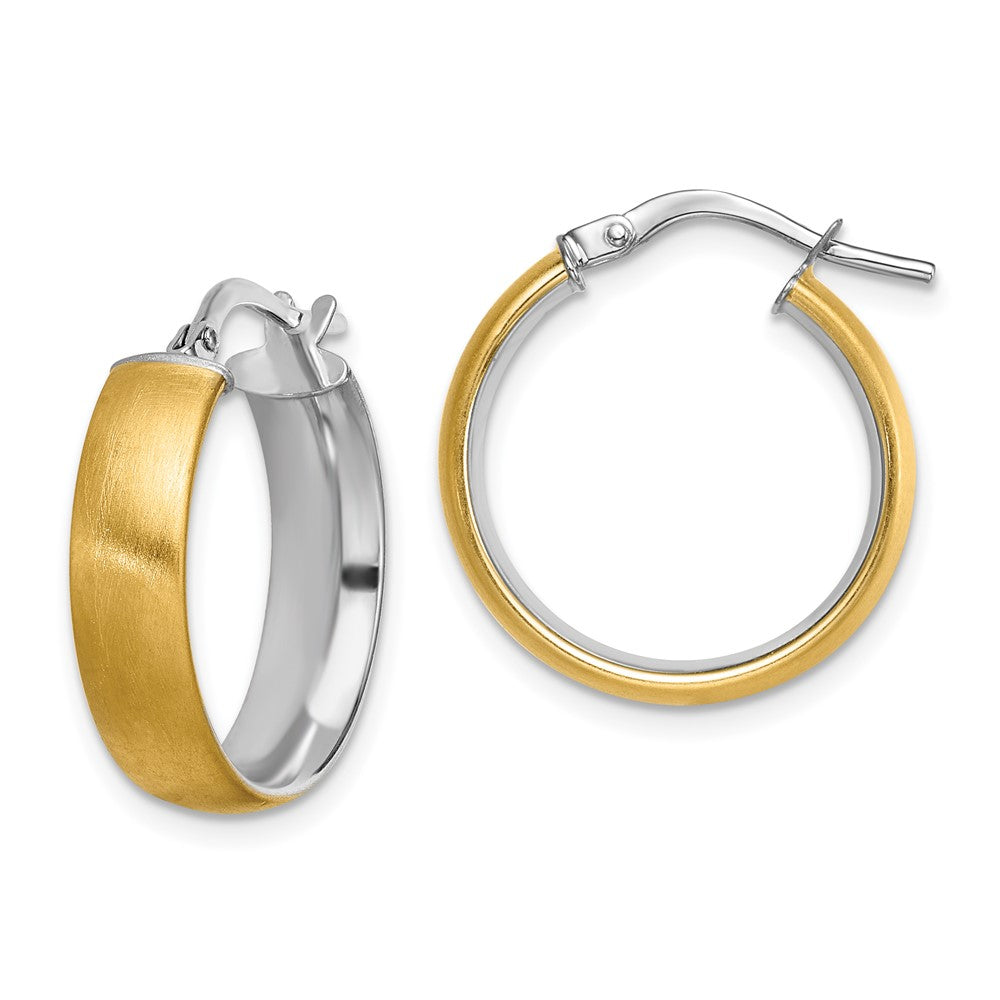 14K Gelb & Rhodium mit Weiß Klein 5mm Poliert Satiniert Creolen