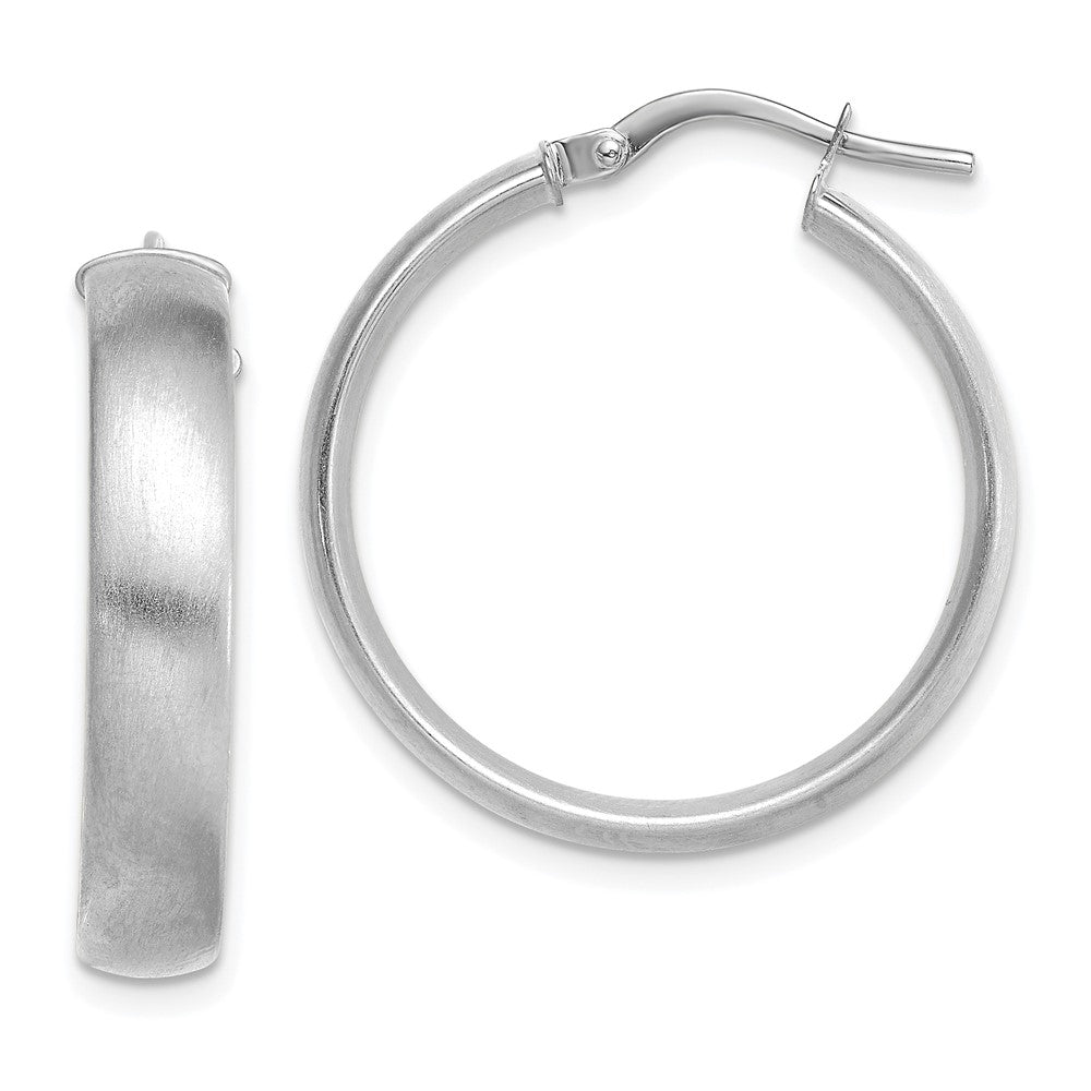 14K Weißgold Mittel 5mm Satiniert Creolen