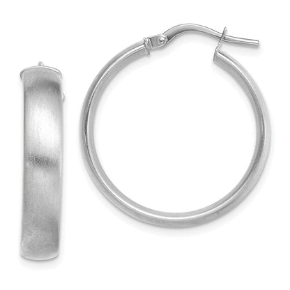 14K Weißgold Mittel 5mm Satiniert Creolen