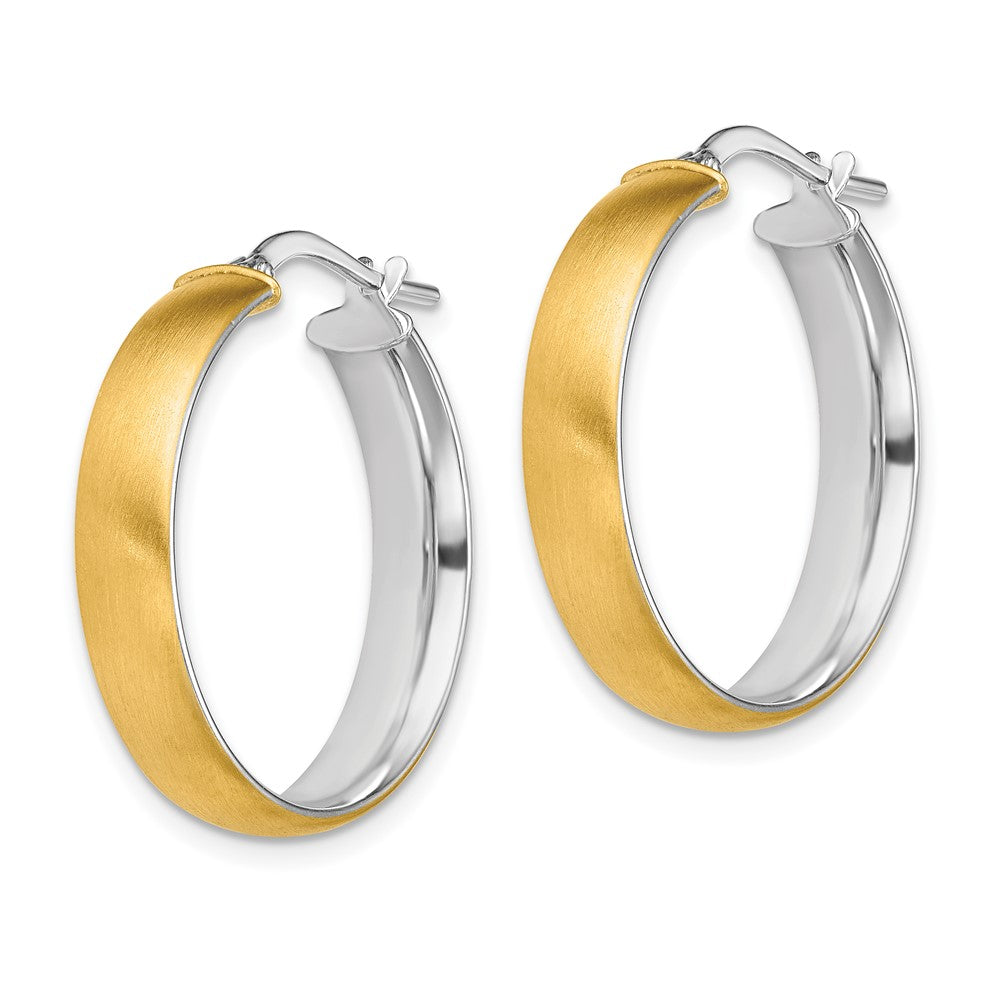 14K Gelb & Rhodium mit Weiß Mittel 5mm Poliert Satiniert Creolen