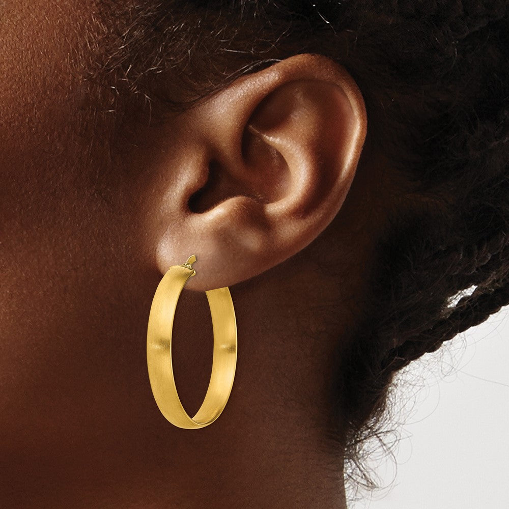 14K Gelbgold Groß 5mm Satiniert Creolen