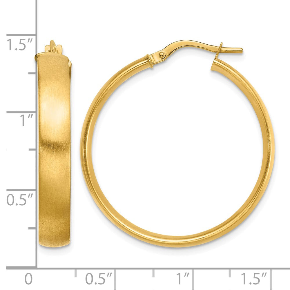 14K Gelbgold Groß 5mm Satiniert Creolen