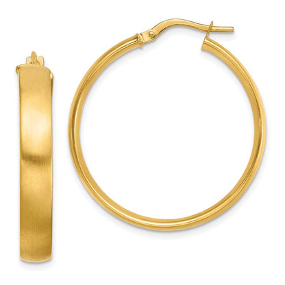 14K Gelbgold Groß 5mm Satiniert Creolen