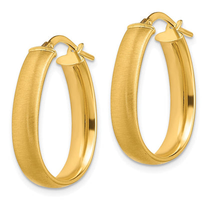14K Gelbgold 4.85x18.5mm Satiniert und Poliert Tropfen Creolen