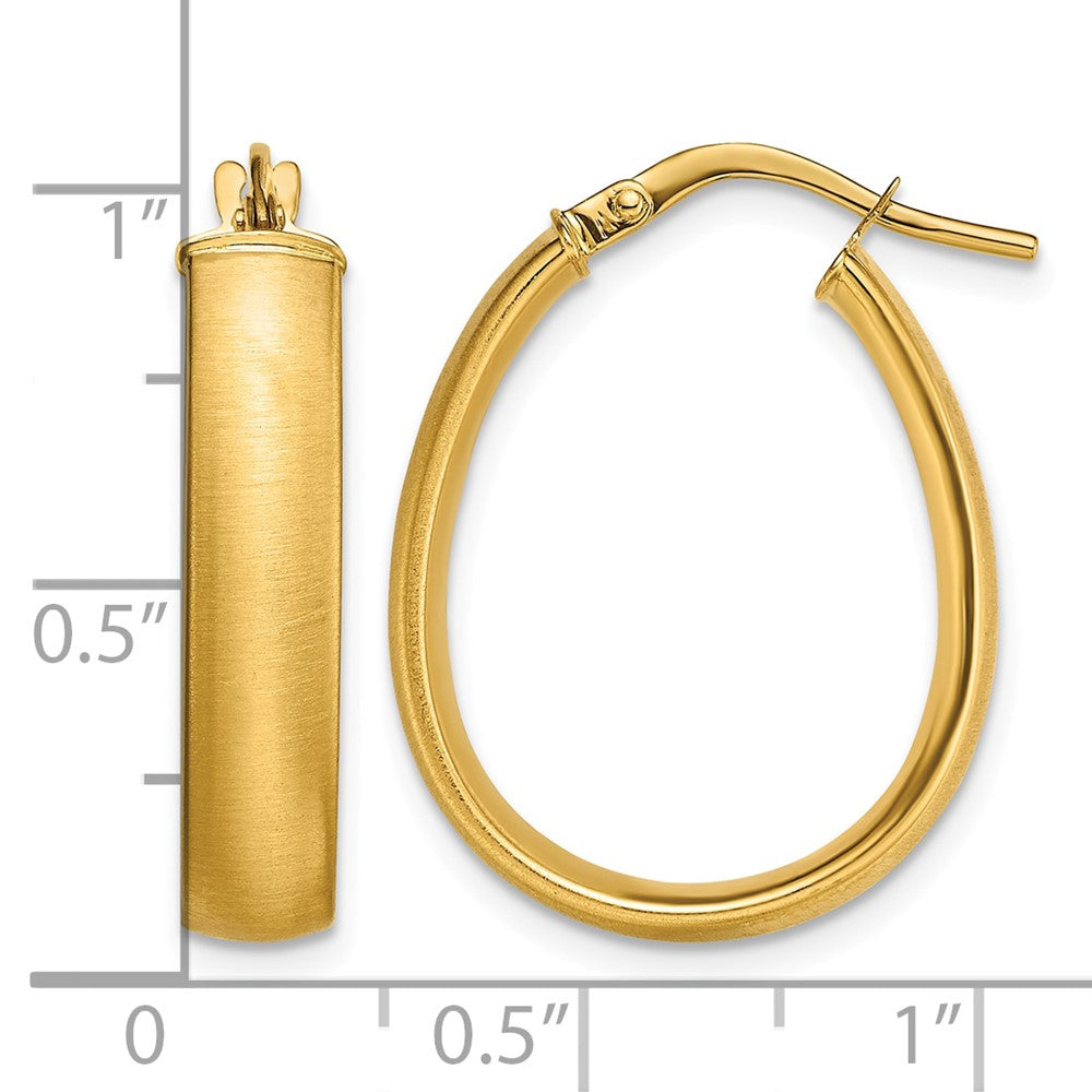 14K Gelbgold 4.85x18.5mm Satiniert und Poliert Tropfen Creolen