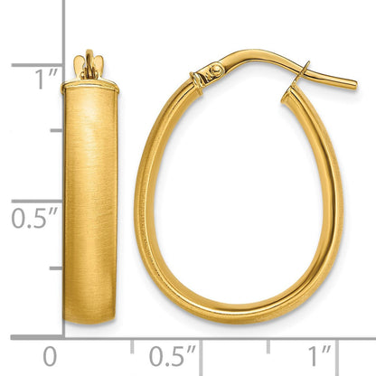14K Gelbgold 4.85x18.5mm Satiniert und Poliert Tropfen Creolen