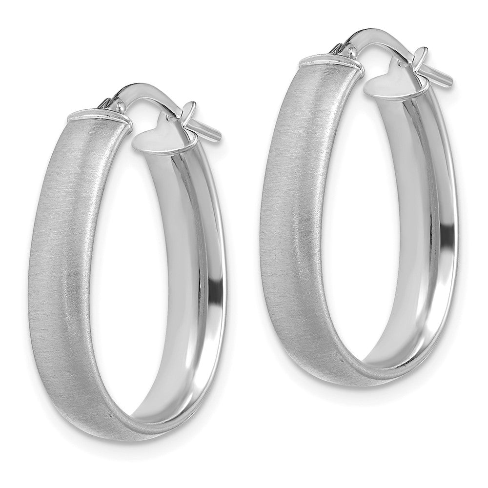 14K Weißgold 4.85x18.5mm Satiniert Tropfen Creolen