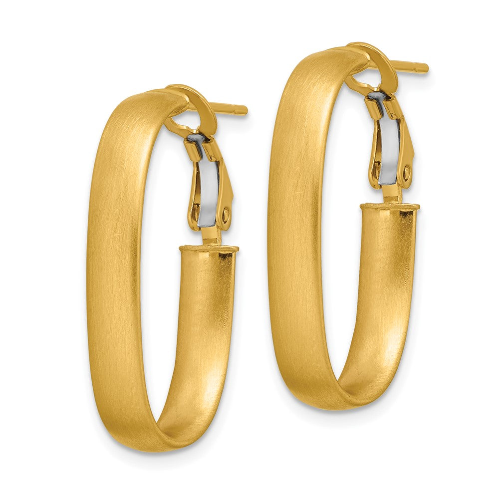 14K Gelbgold Satiniert Oval Omega Rückseite Creolen