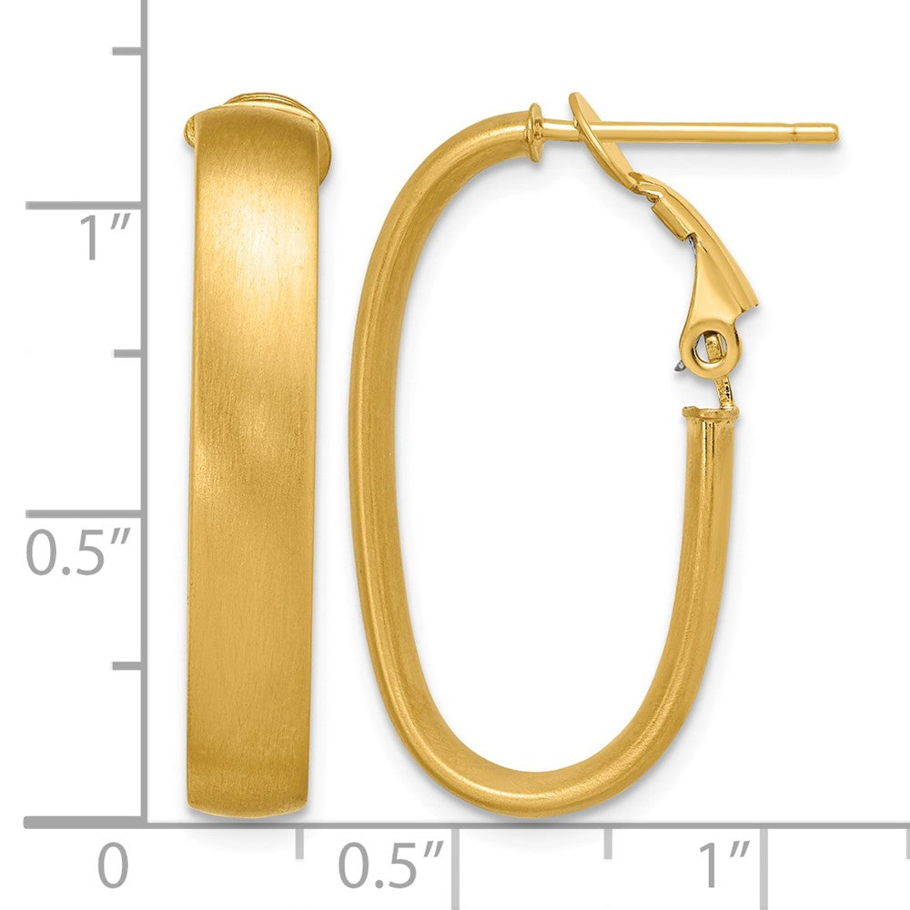 14K Gelbgold Satiniert Oval Omega Rückseite Creolen