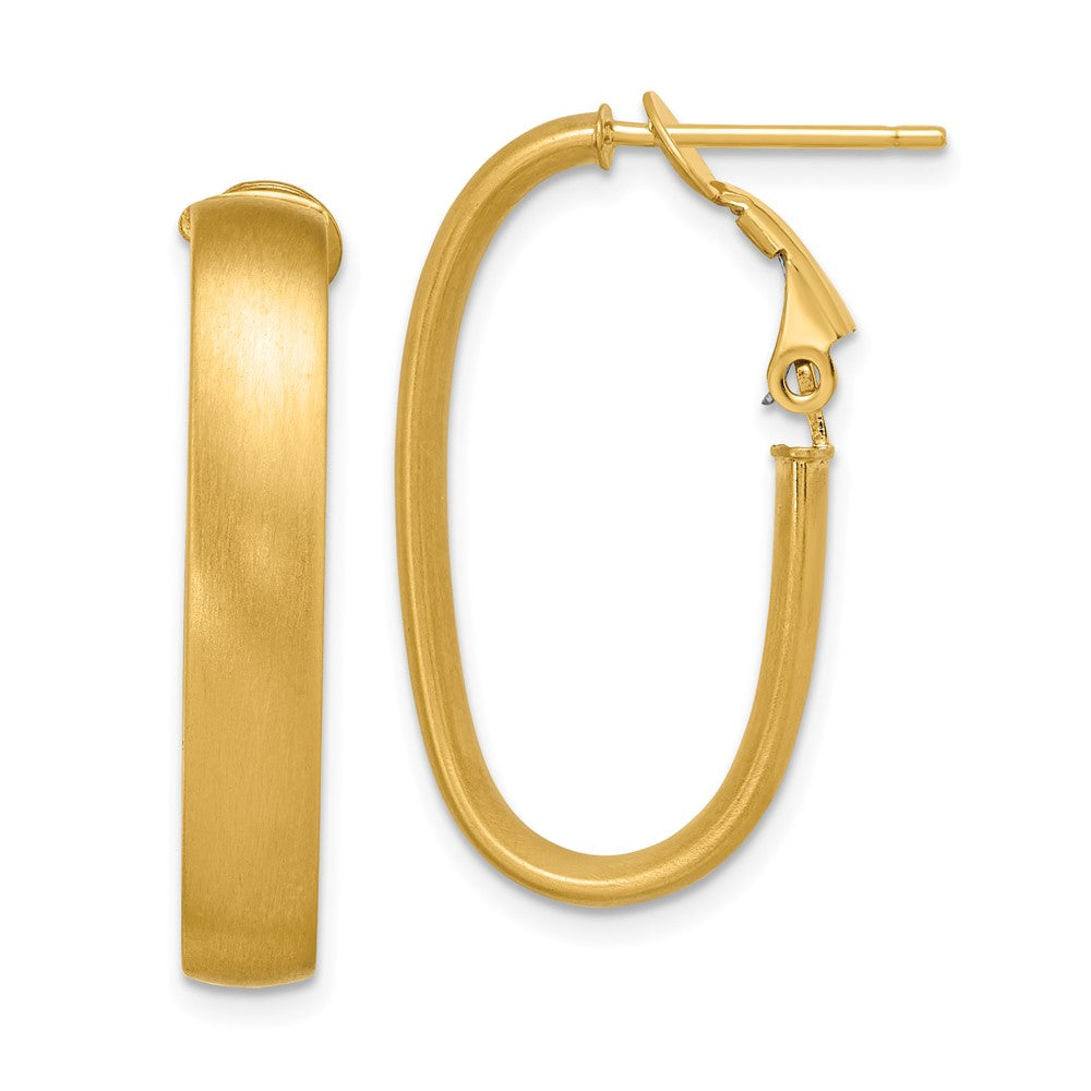 14K Gelbgold Satiniert Oval Omega Rückseite Creolen