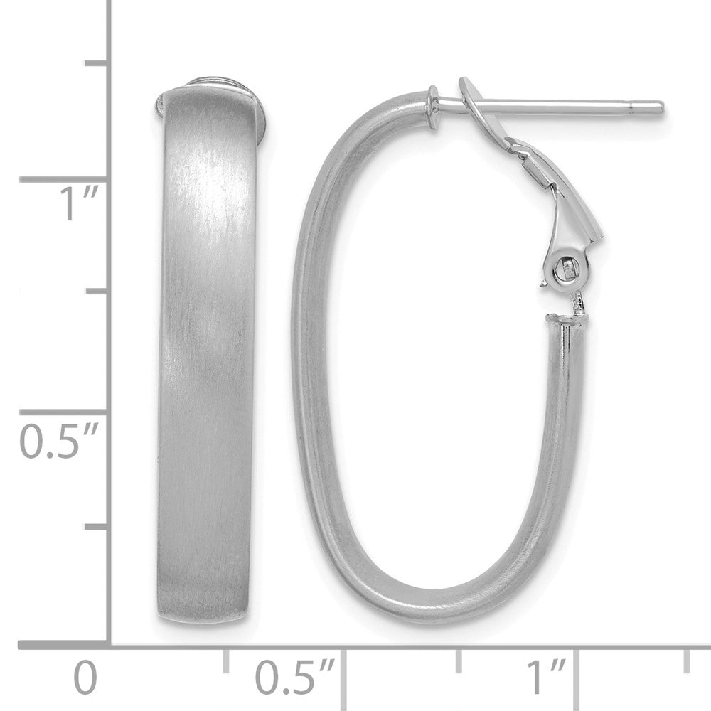 14K Weißgold Satiniert Oval Omega Rückseite Creolen