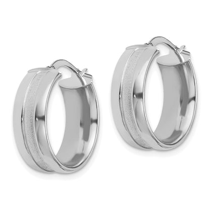 14K Weißgold 19mm Satiniert und Poliert Creolen